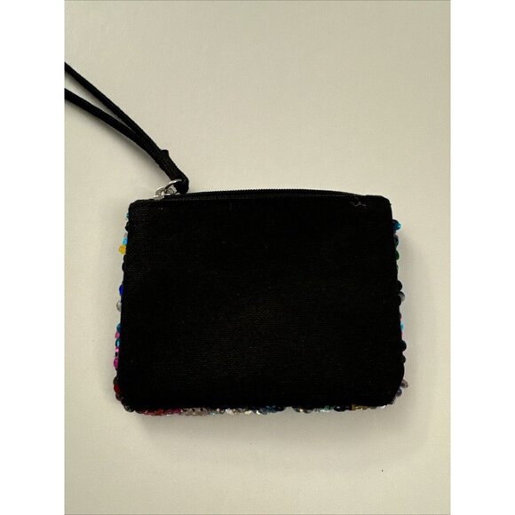 Justice Heart Rainbow Sequin Coin Purse Holder Wallet Wristlet 3.5" x 5"  J29 - Picture 3 of 3